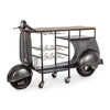 Consolle da bar Vespa Replica moderno con piano in legno, ruote, 183 x 43 x 105 cm