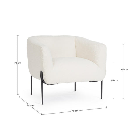 Poltrona "Claudine" per interno, Struttura In Legno Compensato, Gambe In Acciaio Verniciato A Polvere Epossidica 78 x 74 x 73h cm