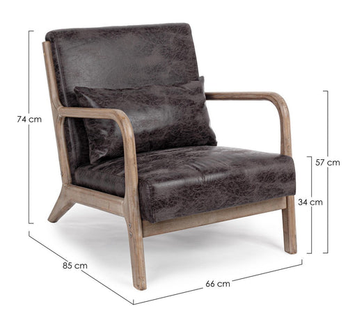 Poltrona "Ancilla" per interno, Struttura In Rubber Wood 66 x 85 x 74h cm