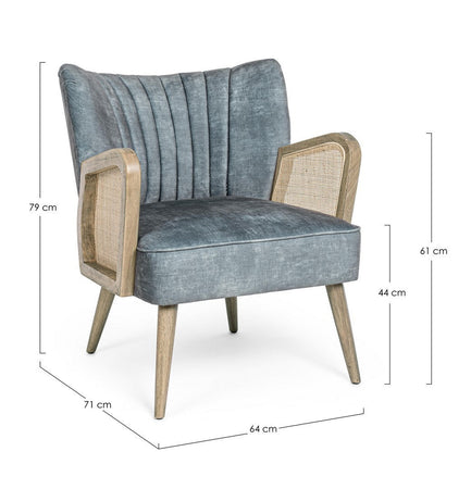 Poltrona "Virna" per interno, Struttura In Legno Di Pino E Compensato 64 x 71 x 79h cm