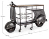 Consolle da bar Vespa Replica moderno con piano in legno, ruote, 183 x 43 x 105 cm