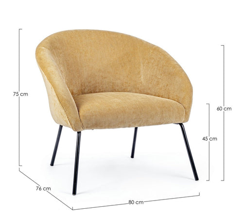 Poltrona "Aiko" per interno, Gambe In Acciaio Verniciato A Polvere 80 x 76 x 75h cm