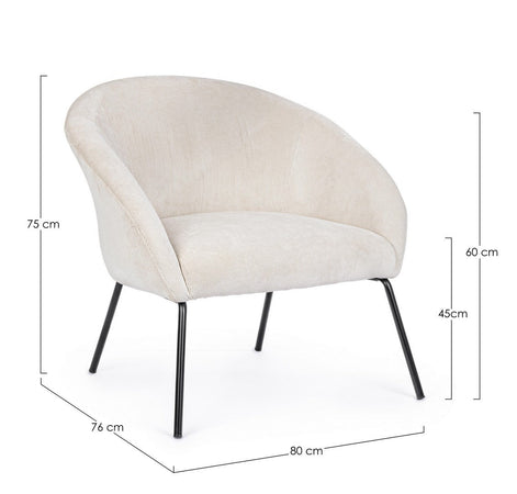 Poltrona "Aiko" per interno, Gambe In Acciaio Verniciato A Polvere 80 x 76 x 75h cm