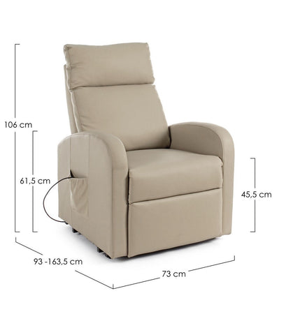 Poltrona "Lift" per interno, Struttura In Acciaio E Compensato 73 x 93/163,5 x 106h cm