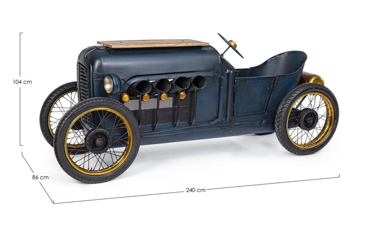 Mobile da bar "Auto" mobile moderno con piano in legno, struttura in acciaio 240 x 86 x 104 cm