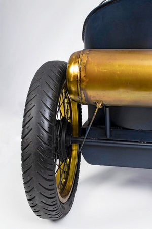 Mobile da bar "Auto" mobile moderno con piano in legno, struttura in acciaio 240 x 86 x 104 cm