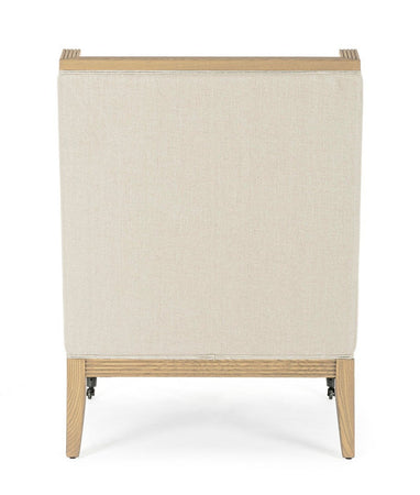 Poltrona "Marlin" per interno, Struttura In Legno Di Frassino, Rivestimento 100% Lino 75.5 x 88 x 98.5h cm