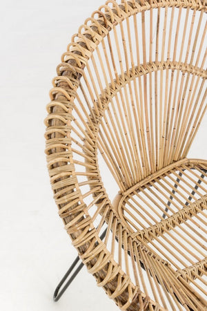 Poltrona "Esteban" per interno, Seduta In Rattan Ed Intreccio In Kubu 83 x 64 x 89h cm