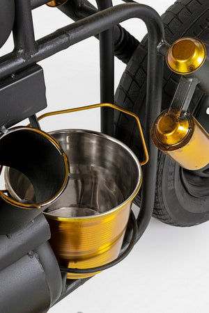 Consolle da bar "Moto Speed"  moderno con piano in legno, struttura in acciaio 183 x 44 x 86 cm