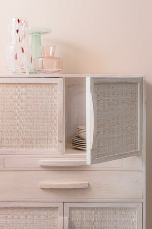 Mobile da bar "Sahana" da 4 ante in legno di mango, struttura in mdf da 85 x 40 x 123 cm