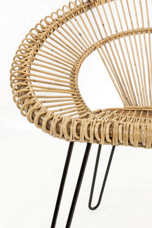 Poltrona "Esteban" per interno, Seduta In Rattan Ed Intreccio In Kubu 83 x 64 x 89h cm