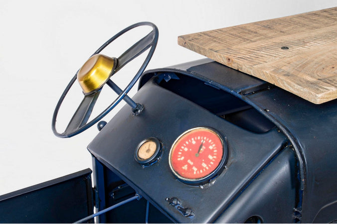 Mobile da bar "Auto" mobile moderno con piano in legno, struttura in acciaio 240 x 86 x 104 cm