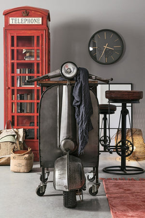 Consolle da bar "Vespa Replica" moderno con piano in legno, ruote, 183 x 43 x 105 cm