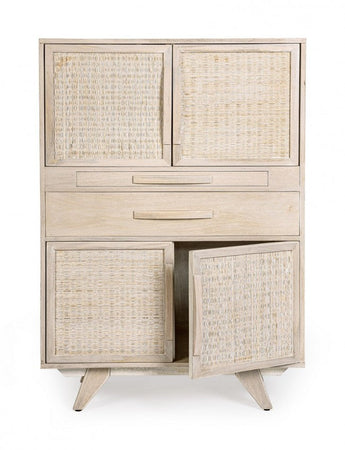 Mobile da bar "Sahana" da 4 ante in legno di mango, struttura in mdf da 85 x 40 x 123 cm