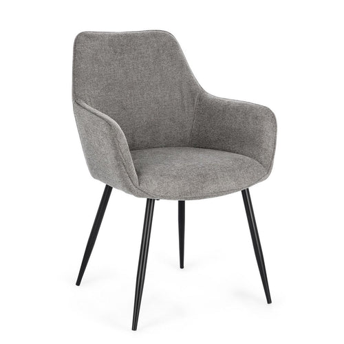 Sedia Cora con struttura in acciaio, per arredo interno con braccioli, 58 x 63 x h 85,5 cm