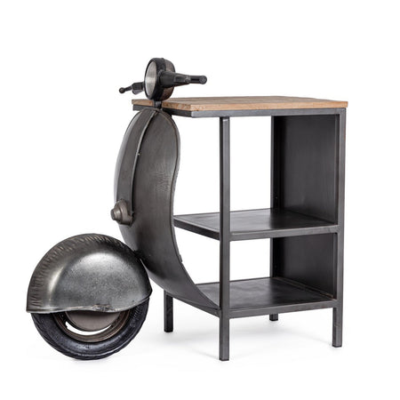 Consolle da Bar "Vespa" con struttura in acciaio, piano in legno, da 104 x 94 x 65 cm