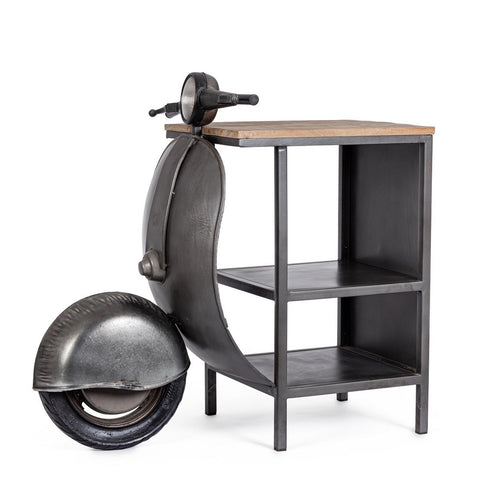 Consolle da Bar Vespa con struttura in acciaio, piano in legno, da 104 x 94 x 65 cm