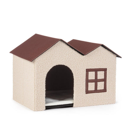 Cuccia Berard a forma di casetta, color Beige-Marrone, 58 x 41 x 40 cm