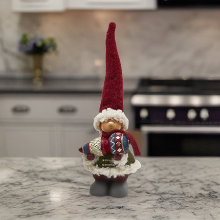 Bimbo con cappello lungo con fuso, verde e rosso, decorazione da 28 cm