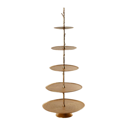 Alzata in alluminio color oro, decorazione natalizia moderna ed elegante, da 151 cm