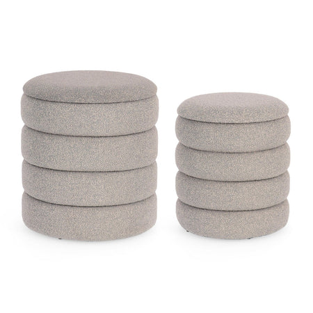 Poltrona Pouf "Katernina" per interno, con rivestimento effetto bouclé Set da 2 pezzi
