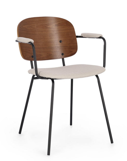 Sedia Sienna con struttura in acciaio verniciata a polvere epossidica, per arredo interno con braccioli, 57 x 60 x h 80 cm