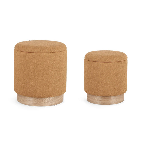 Poltrona Pouf Zoya per interno, con struttura In mdf e compensato Set da 2 pezzi