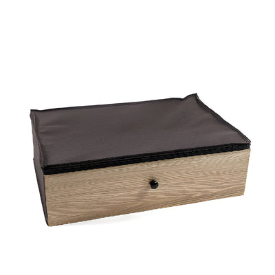 Scatola cambio-stagione in TNT e MDF con effetto legno