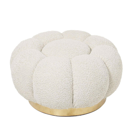 Poltrona Pouf "Florel" per interno, con rivestimento effetto boucle da Ø65 x 35h cm