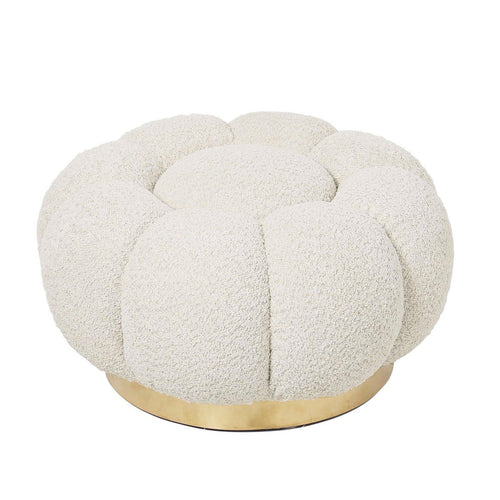 Poltrona Pouf Florel per interno, con rivestimento effetto boucle da Ø65 x 35h cm