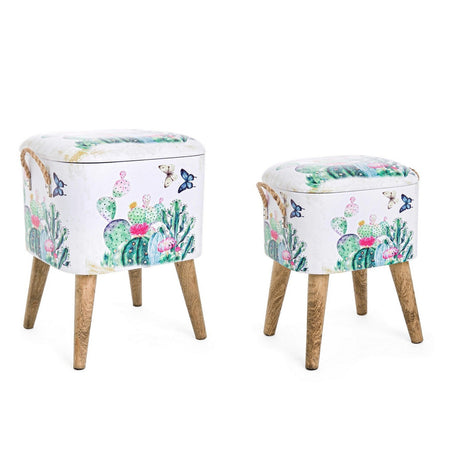 Poltrona Pouf "Forestis" per interno, con struttura e coperchio in mdf da 34x28.5x42 , set da 2 pezzi