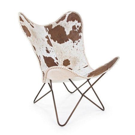 Poltrona "Buffalo" per interno, Struttura In Acciaio, Rivestimento Seduta In Vera Pelle 68 x 70 x 93h cm