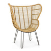 Poltrona Estefan per interno, Seduta In Rattan Ed Intreccio In Kubu 100 x 75 x 118h cm