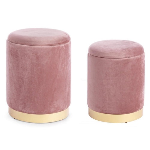 Poltrona Pouf Polina per interno, con struttura In mdf e compensato, Set da 2 pezzi
