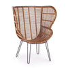 Poltrona Estefan per interno, Seduta In Rattan Ed Intreccio In Kubu 100 x 75 x 118h cm
