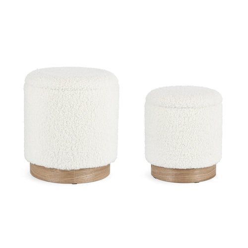 Poltrona Pouf Zoya per interno, con struttura In mdf e compensato Set da 2 pezzi