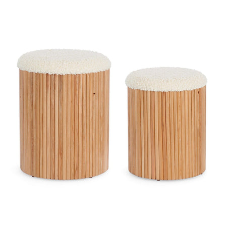 Poltrona Pouf "Neda" per interno, con struttura in mdf e compensato, set da 2 pezzi