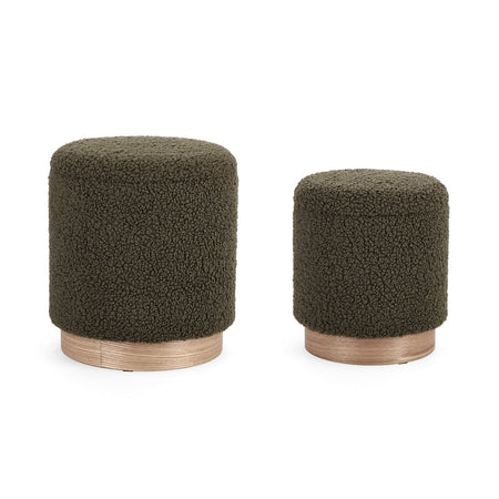 Poltrona Pouf "Zoya" per interno, con struttura In mdf e compensato Set da 2 pezzi