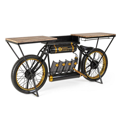 Consolle da bar Moto Epic  moderno con piano in legno, struttura in acciaio 183 x 41 x 86 cm