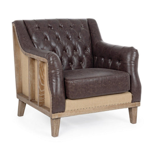 Poltrona Raymond per interno, Struttura E Schienale In Legno Di Frassino, Rivestimento (Non Sfoderabile) In Similpelle 83 x 85 x 85h cm