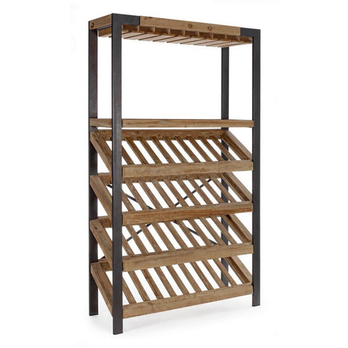 Mobile portabottiglie Kantin con struttura in acciaio, ripiano in legno di abete da 114 x 38 x 199 cm
