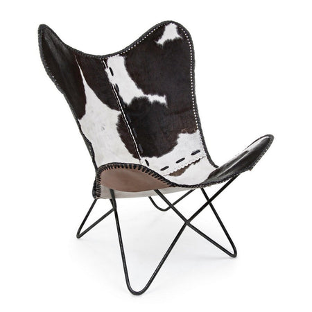 Poltrona "Buffalo" per interno, Struttura In Acciaio, Rivestimento Seduta In Vera Pelle 68 x 70 x 93h cm