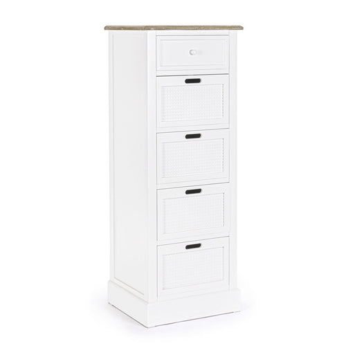 Mobile da bar Dorotea in MDF, con piano in paulownia e maniglie 47,5 x 40 x 128 cm