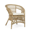 Poltrona Consuelo per interno, in Rattan Naturale con cuscino h 82 cm