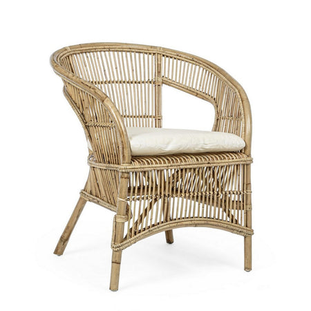 Poltrona "Consuelo" per interno, in Rattan Naturale con cuscino h 82 cm