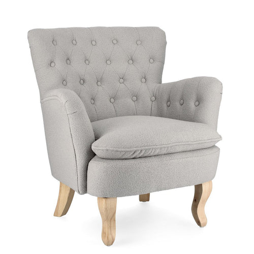Poltrona Orlins per interno, Struttura In Legno Di Pino E Compensato, Rivestimento In Poliestere Effetto Boucle', Capitonne' 71.5 x 72.5 x 79h cm