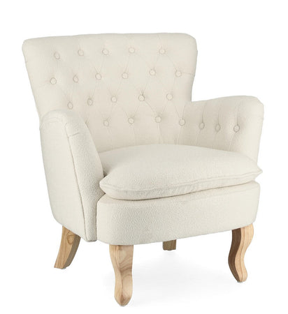 Poltrona "Orlins" per interno, Struttura In Legno Di Pino E Compensato, Rivestimento In Poliestere Effetto Boucle', Capitonne' 71.5 x 72.5 x 79h cm