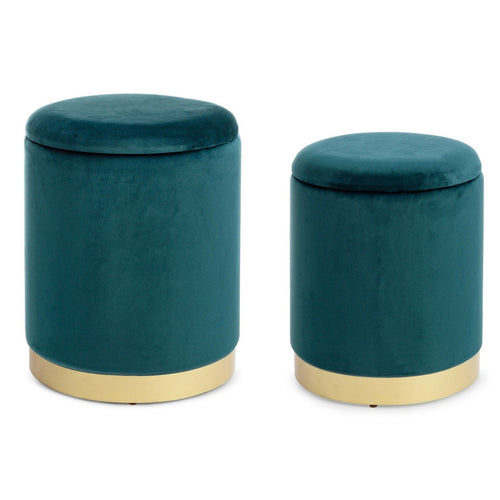 Poltrona Pouf Polina per interno, con struttura In mdf e compensato, Set da 2 pezzi