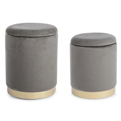 Poltrona Pouf Polina per interno, con struttura In mdf e compensato, Set da 2 pezzi