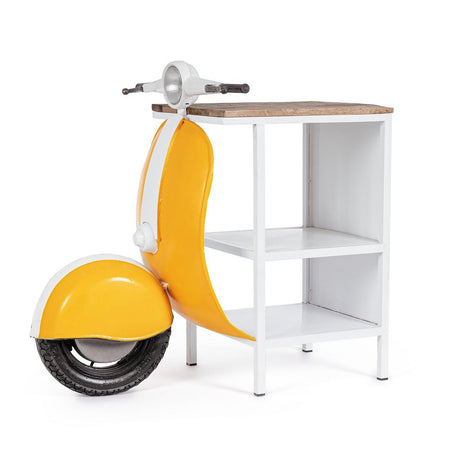 Consolle da Bar "Vespa" con struttura in acciaio, piano in legno, da 104 x 94 x 65 cm